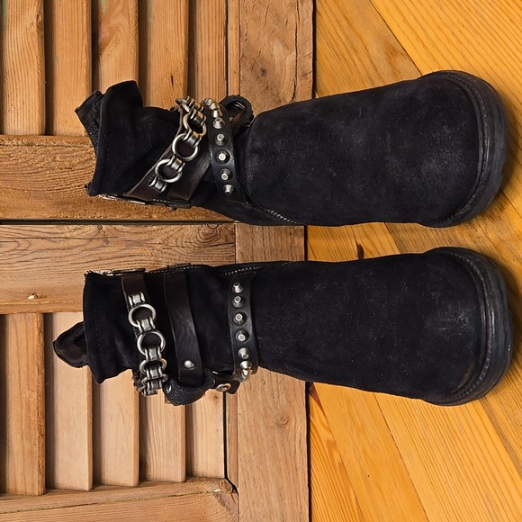 SALE!! A.S.98 CHESTER Black Sueded Leather Short Boots - Picture 4 of 14